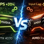 NVIDIA and AMD graphics cards side by side showing GPU optimization settings for maximum FPS gaming performance