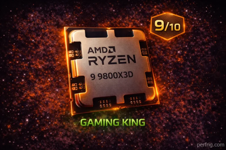 AMD Ryzen 9 9800X3D processor review rated 9/10 as gaming CPU king for 2026