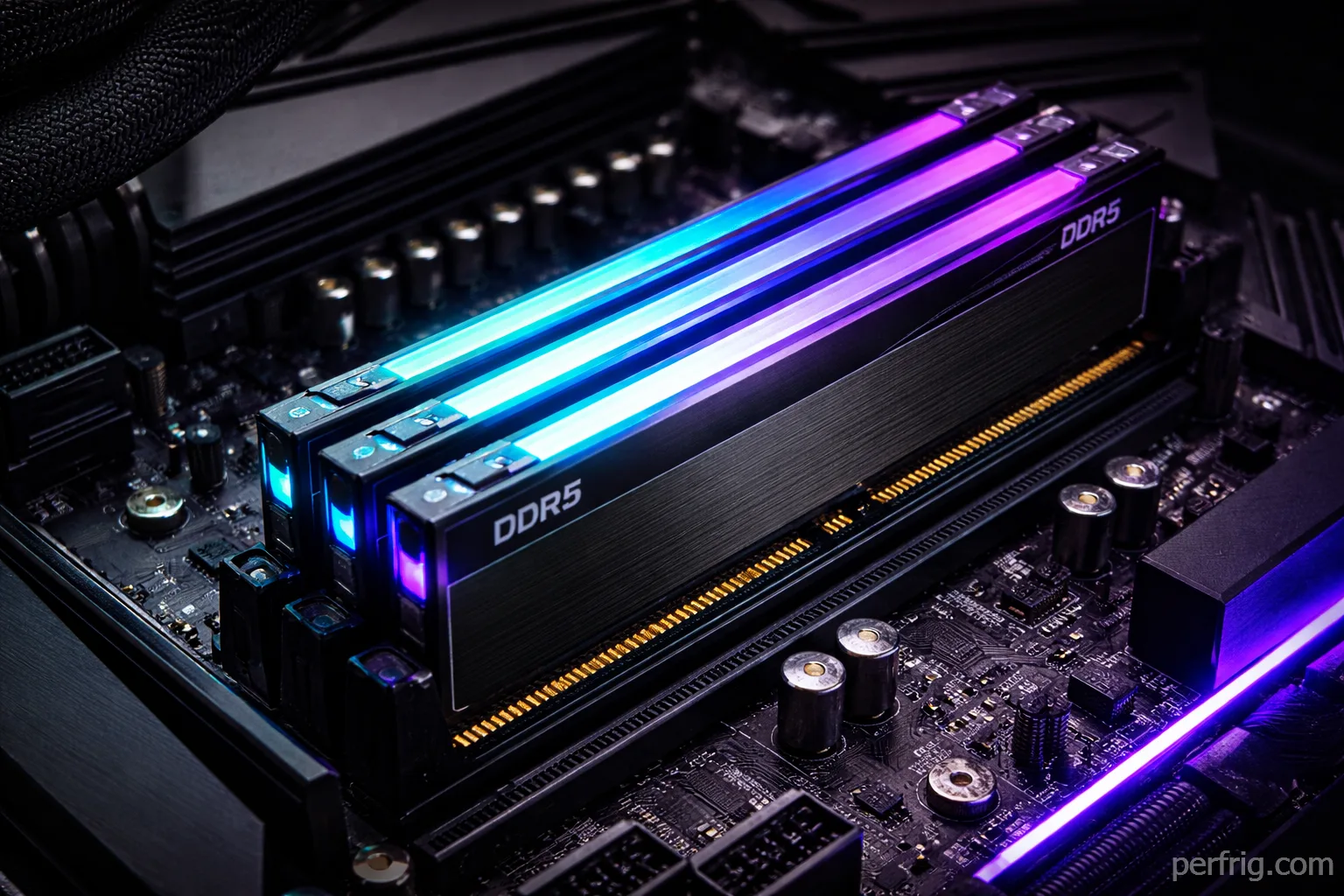 DDR5 RAM modules installed in gaming motherboard showing XMP and EXPO compatibility