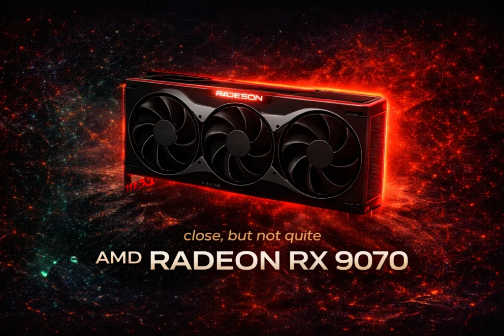 AMD Radeon RX 9070 review score 7 out of 10 with CONSIDER verdict showing pros cons and $549 price tag