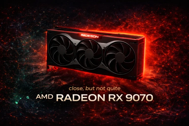 AMD Radeon RX 9070 review score 7 out of 10 with CONSIDER verdict showing pros cons and $549 price tag