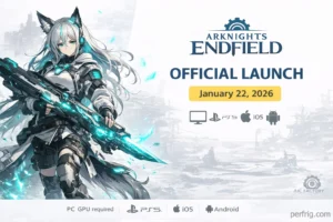 Arknights Endfield official launch announcement with game logo and operators on Talos-II