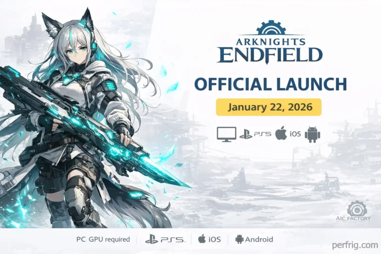 Arknights Endfield official launch announcement with game logo and operators on Talos-II