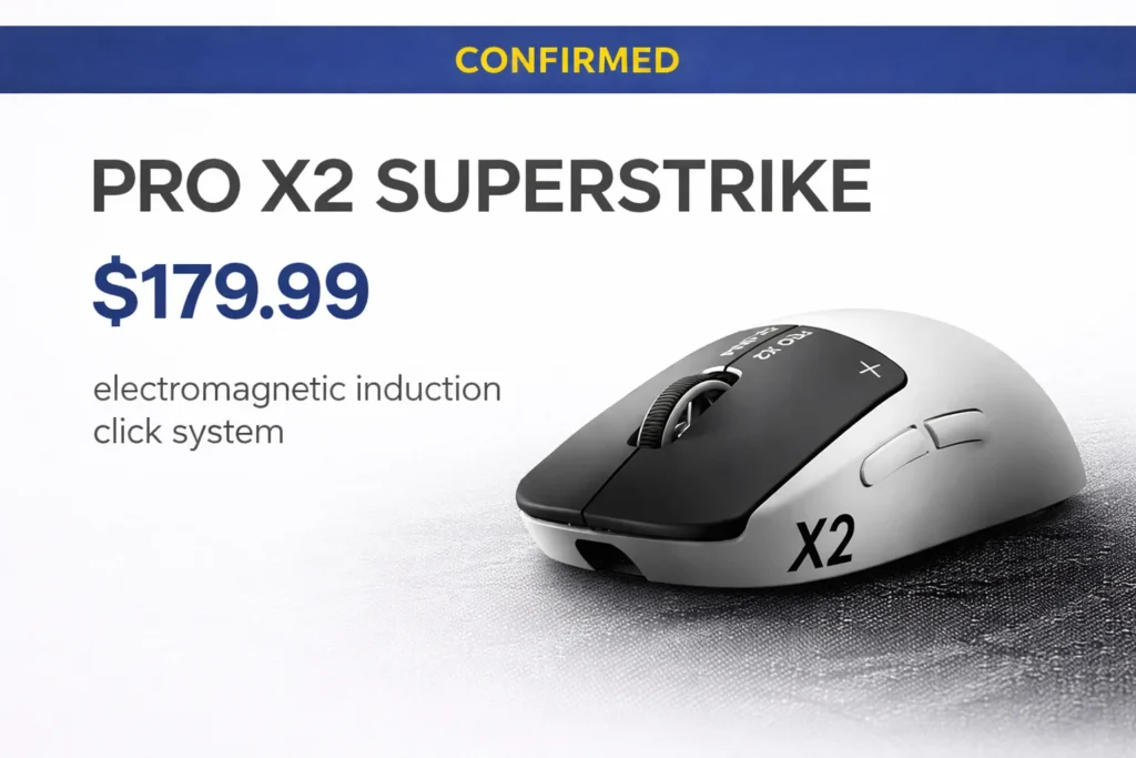 Logitech Pro X2 Superstrike gaming mouse now available featuring HITS electromagnetic induction click system at $179.99