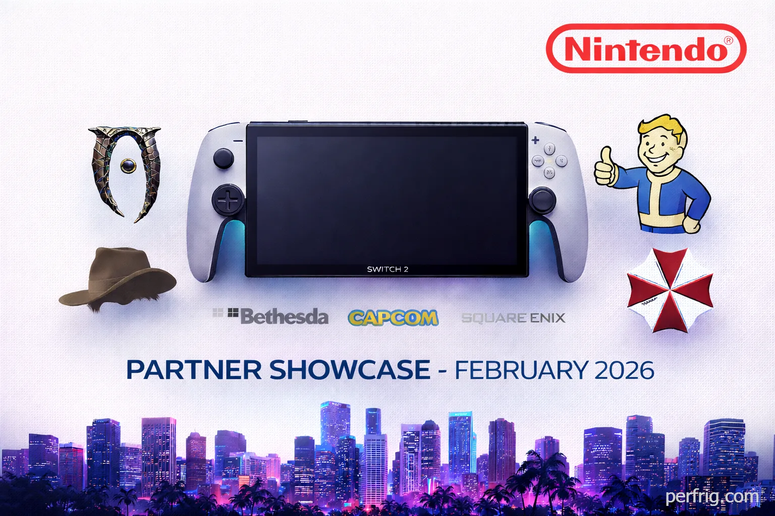 Nintendo Direct Partner Showcase February 2026 featuring Bethesda games, Resident Evil, and Switch 2 third-party announcements