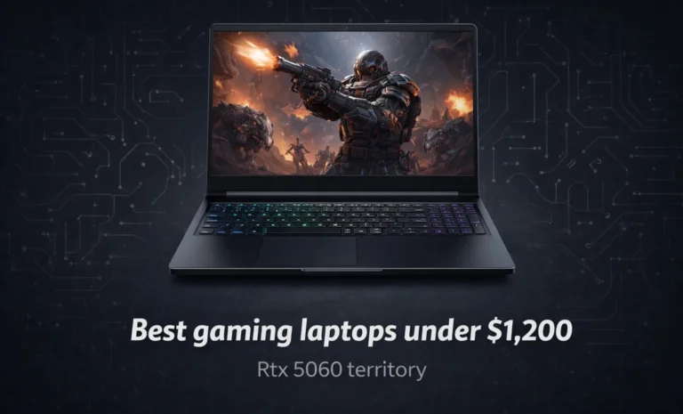 Best gaming laptops under $1200 in 2026 featuring RTX 5060 and RTX 5070 configurations for competitive and immersive gaming