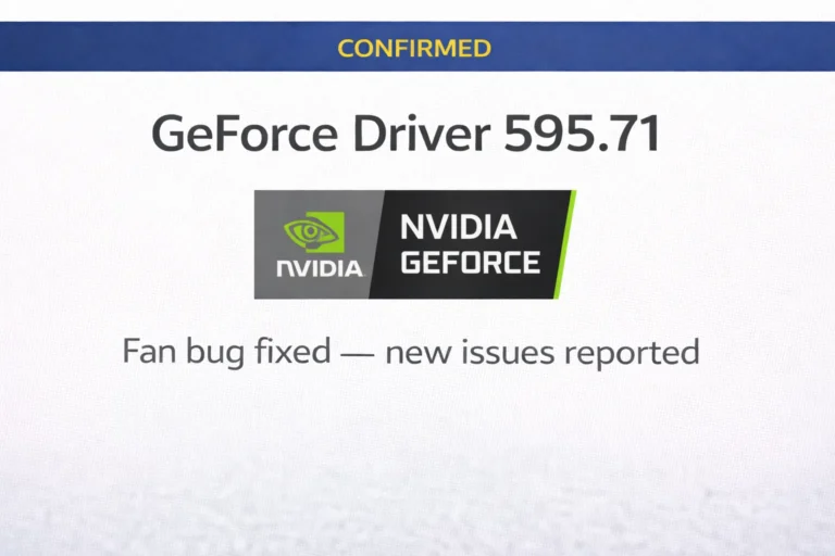 Nvidia GeForce Game Ready Driver 595.71 release news replacing recalled 595.59 with fan bug fix