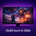 OLED burn-in 2026 guide examining real risk versus overstated fear for gaming monitor buyers with long-term test data