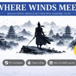 Where Winds Meet PC free-to-play Wuxia open-world RPG launch editorial graphic